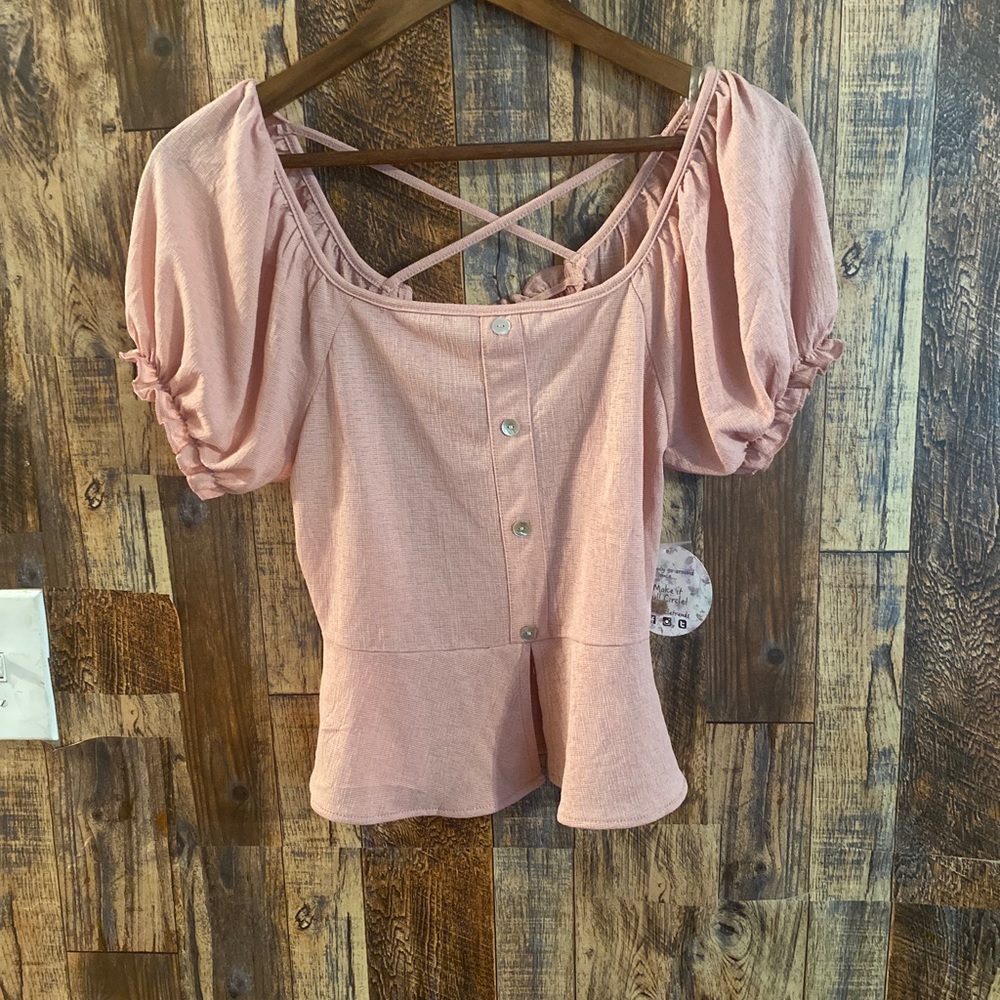 NWT Love & joy Women's Short Sleeve Blouse Size Medium